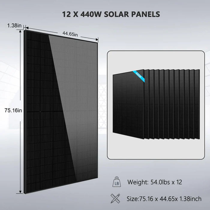 SunGold Power Complete Off Grid Solar Kit 12000W 48V 120V/240V Output 10.24KWH Lithium Battery 5280 Watt Solar Panel