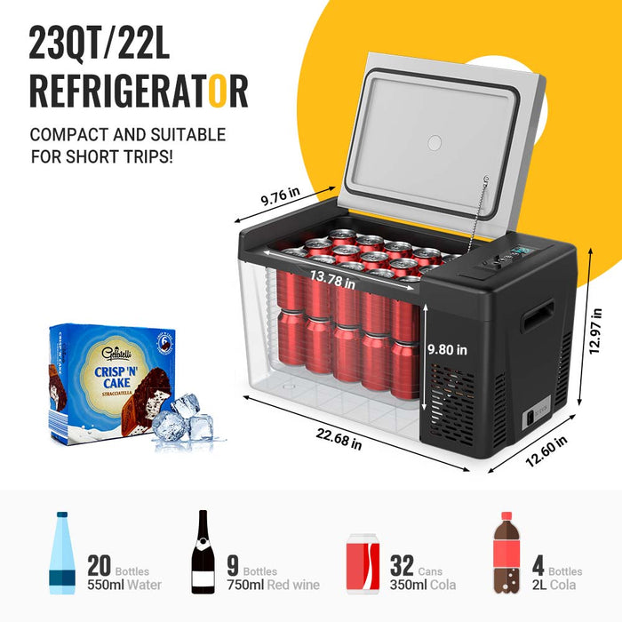 BougeRV 12V 23 Quart Portable Fridge Black