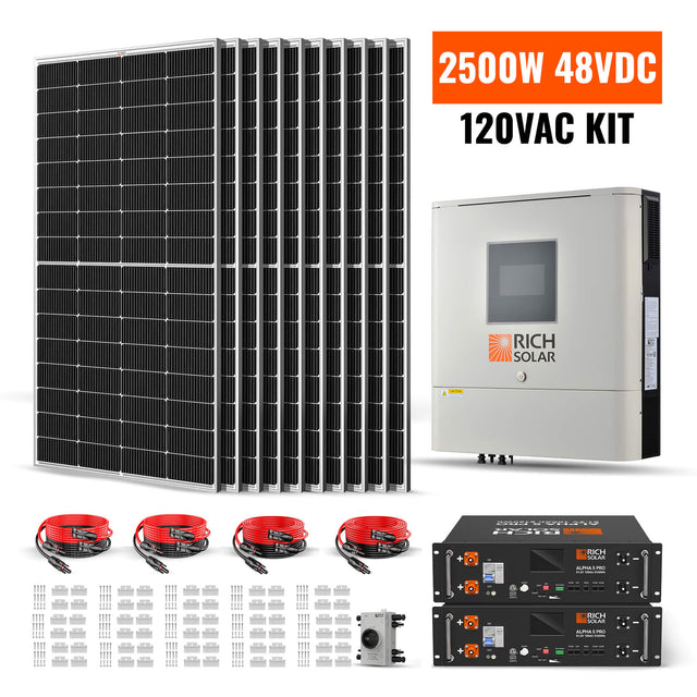 Rich Solar 2500W 48VDC-120VAC Cabin Solar Kit