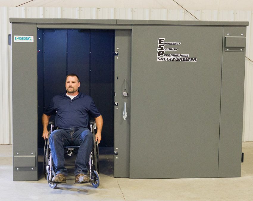 Swisher ESP Safety Shelter- Wheelchair accessible - 20 Person Private / 12 Person Business