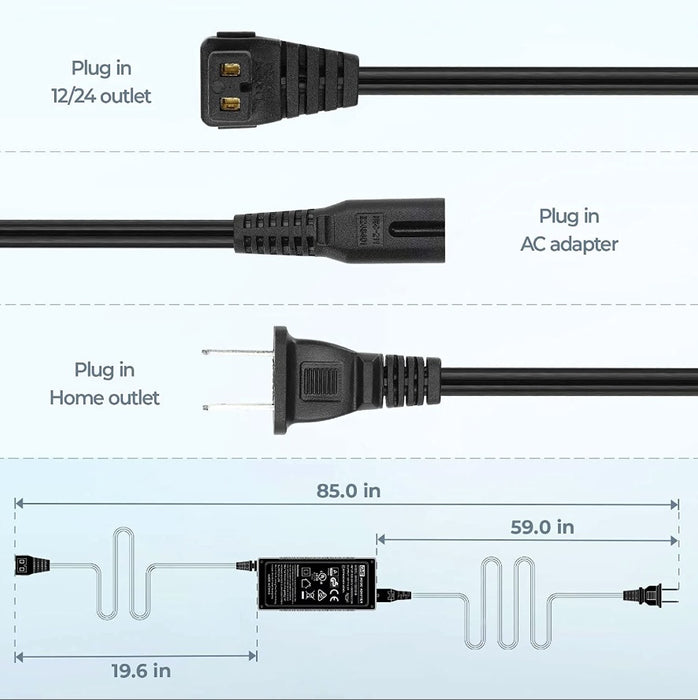 BougeRV 110~240V AC Power Cord for Portable Fridge Car Freezer