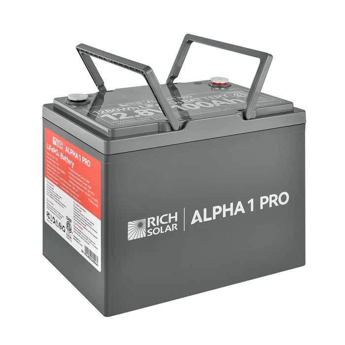 Rich Solar ALPHA 1 PRO | 12V 100Ah LiFePO4 Lithium Iron Phosphate Battery | Internal Heat Technology and Bluetooth | UL1973 Certified