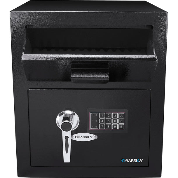 Barska Keypad Depository Safes with One Compartment | Keypad-B, Solid Steel Body Construction and Anti Fishing Baffles