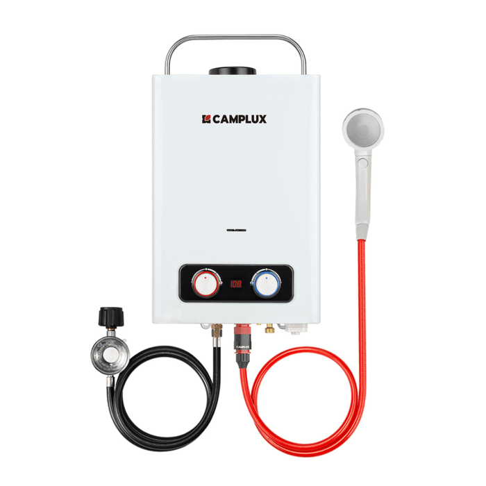 Camplux Portable Water Heater, Camplux 1.58 GPM Tankless Gas Water Heater, Outdoor Camping Water Heater Propane Shower, White