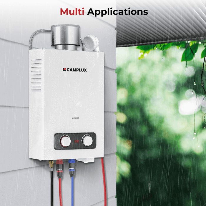 Camplux 1.58 GPM Outdoor Propane Hot Water Heater with Rain Cap