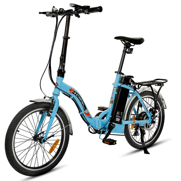 Ecotric Starfish Portable and Folding Electric Bike - Blue | UL Certified