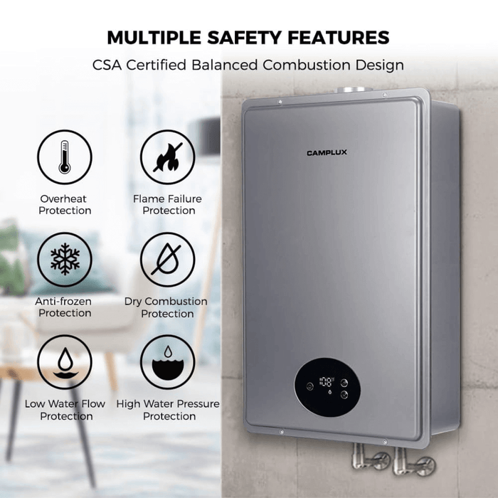 Camplux Instant Indoor Tankless Gas Water Heater 5.28 GPM | Gray