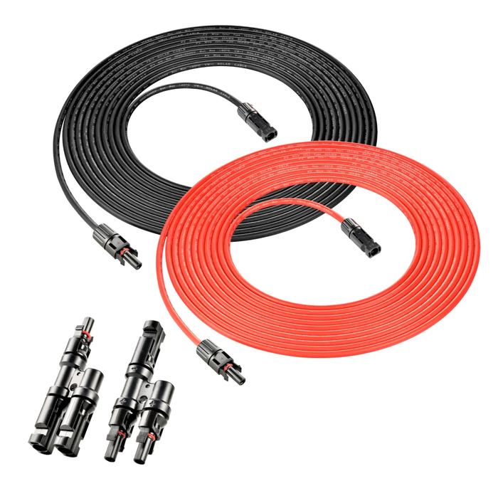 Rich Solar 10 Gauge 50 Feet Solar Extension Cable and Parallel Connectors