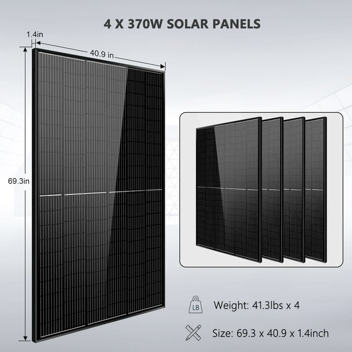 SunGold Power Off-grid Solar Kit 6500W 48VDC 120VAC 5.12kwH Powerwall Lithium Battery 4 X 370 Watts Solar Panels