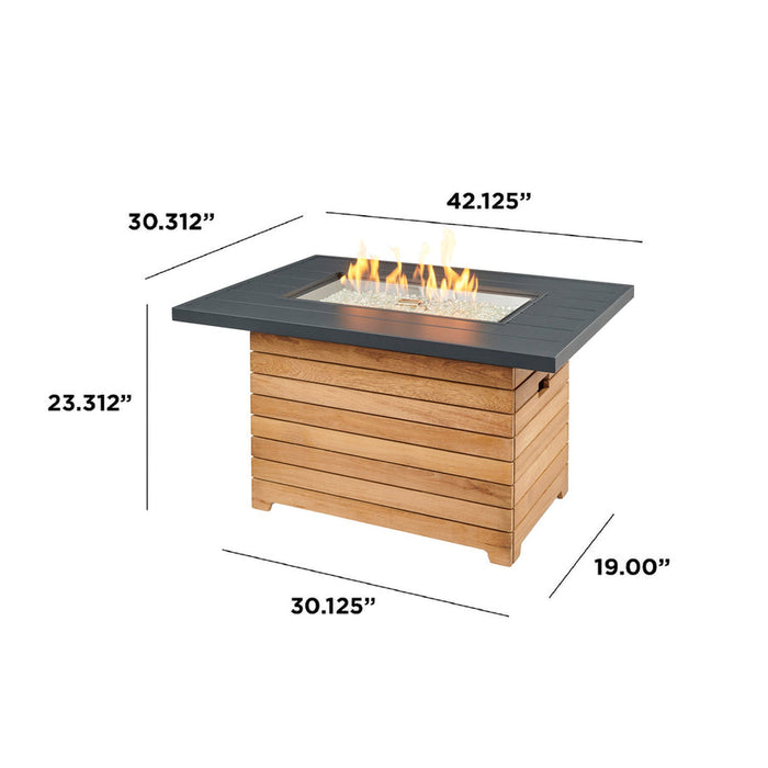 Outdoor Greatroom Darien Rectangular Gas 44" Fire Pit Table