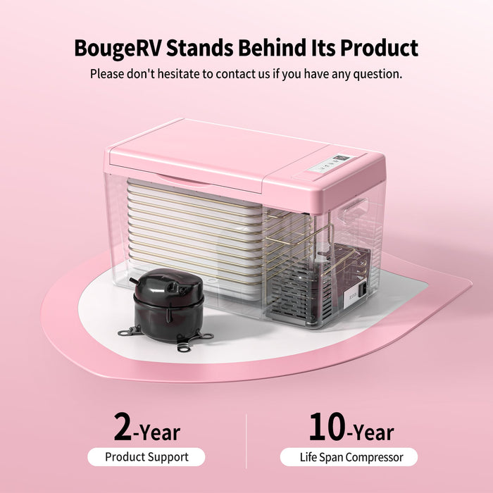 BougeRV 12V 23 Quart Colorful Pink Portable Fridge