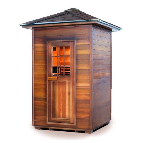 Enlighten InfraNature Duet Sapphire 2 Hybrid Infrared/Traditional Outdoor Sauna | 2 Persons