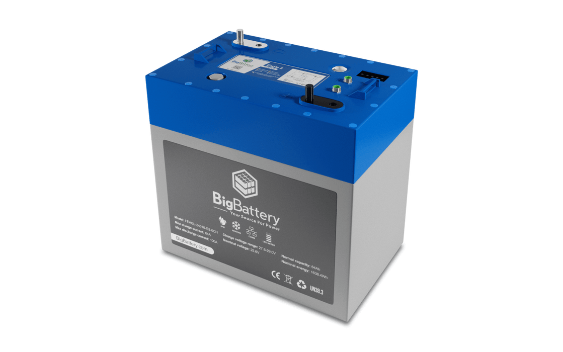 BigBattery 24V EAGLE 2 – LiFePO4 – 64Ah – 1.63kWh Lithium Battery