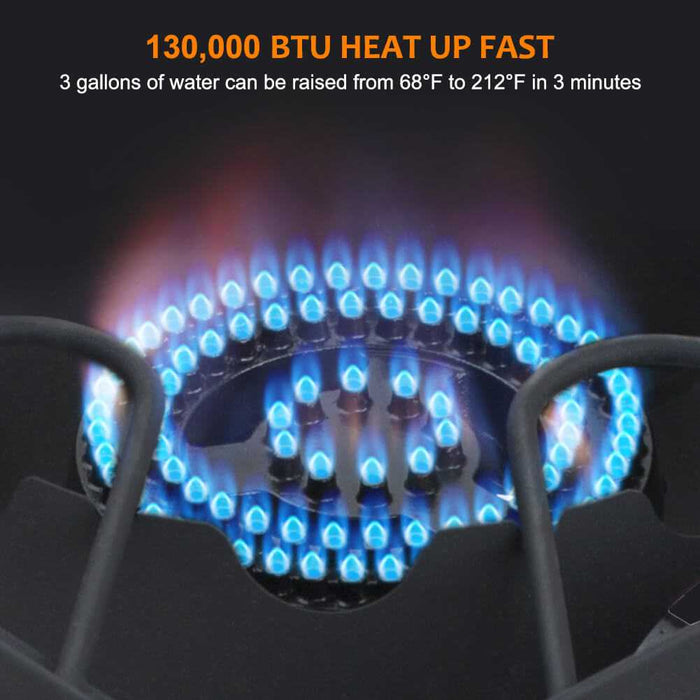 Camplux 130,000 BTU High Pressure Single Propane Burner Perfect for Home Brewing, Turkey Fry, Maple Syrup Prep