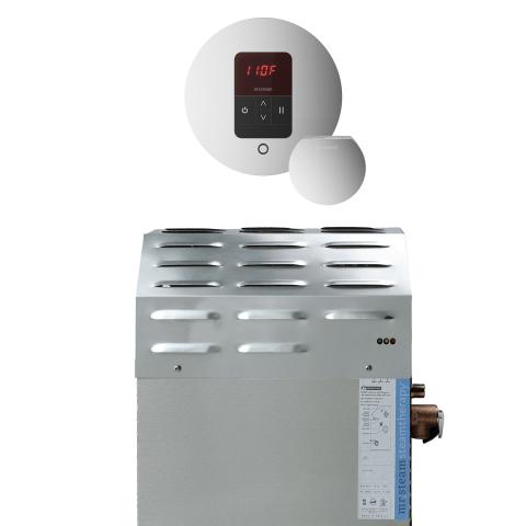 Mr.Steam Super iTempo 12kW Steam Shower Generator Package with iTempo Control in Round, Polished Chrome