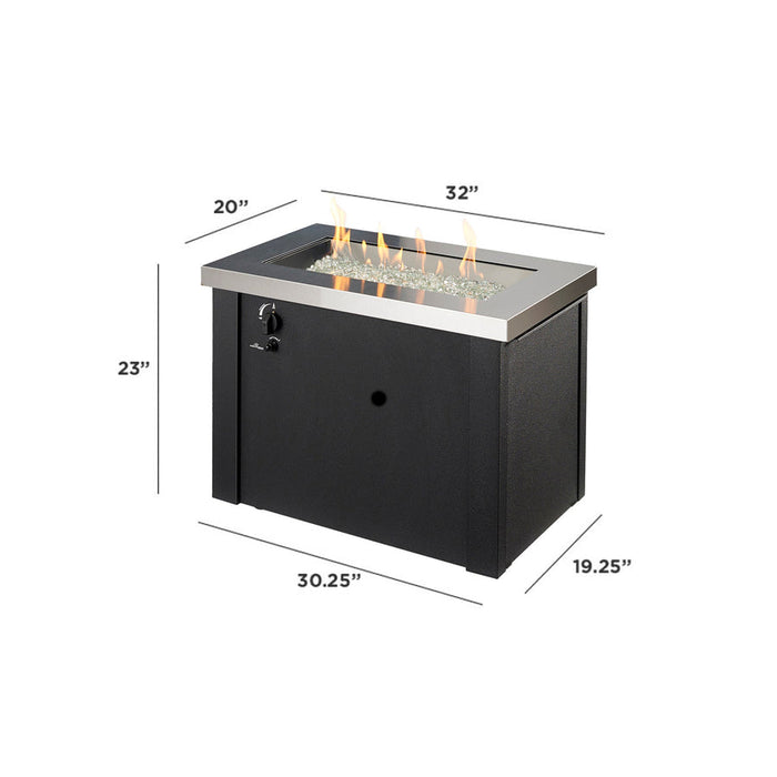 Outdoor Greatroom Providence Rectangular Gas 32" Fire Pit Table