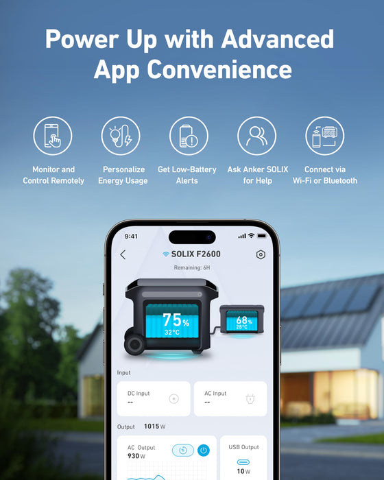 Anker SOLIX F2600 Portable Power Station Solar Generator + Anker 760 Expansion Battery