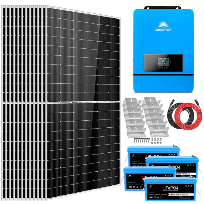 SunGold Power Complete Off Grid Solar Kit 8000W 48V 120V/240V Output 10.24KWH Lithium Battery 5400 Watt Solar Panel