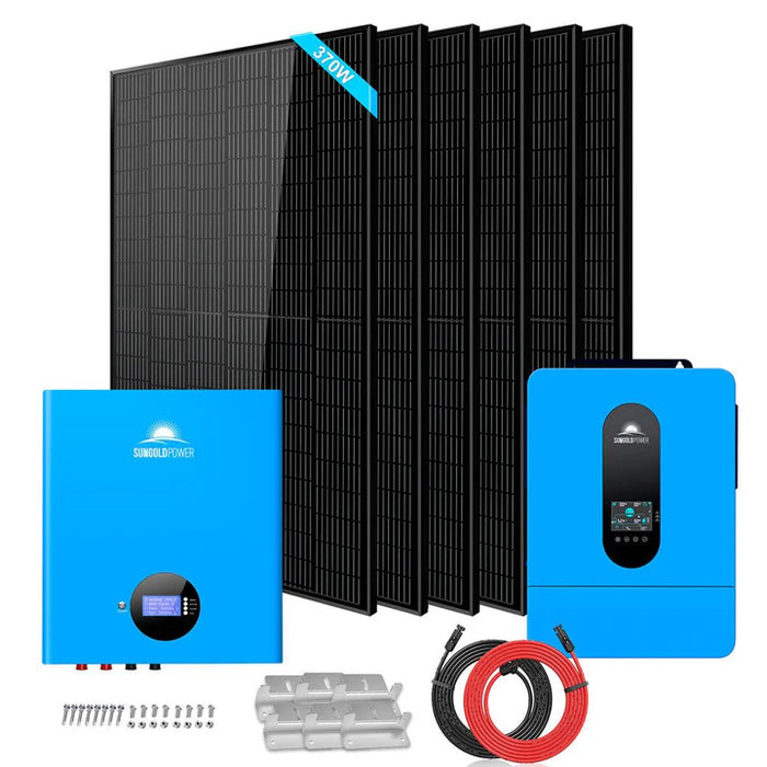 SunGold Power Off-grid Solar Kit 6500W 48VDC 120VAC 5.12kwH Powerwall Lithium Battery 4 X 370 Watts Solar Panels