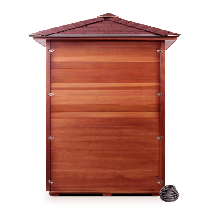 Enlighten InfraNature Original Sierra Corner Peak Roof Full Spectrum Infrared Outdoor Sauna | 4 Persons