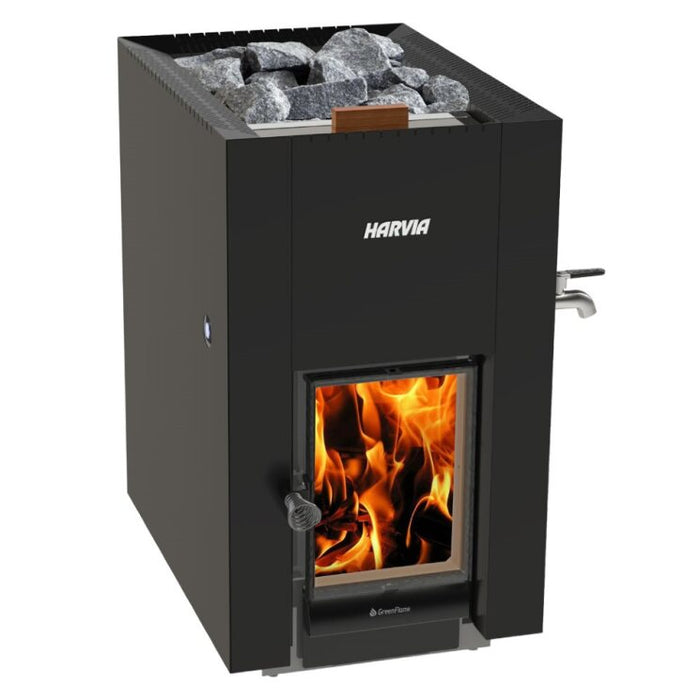 Harvia Linear 22 GreenFlame ES 15.7kW Wood Sauna Stove with Water Tank