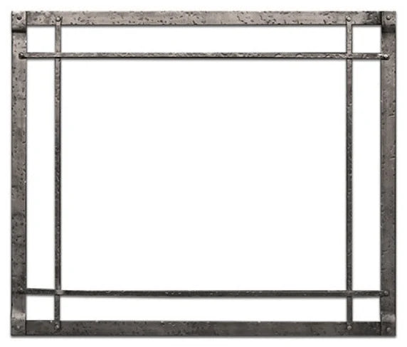 American Hearth Rushmore 35" Rectangle Distressed Pewter Forged Iron Inset