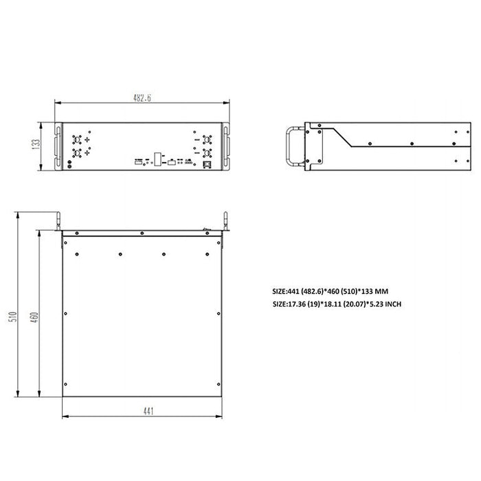 RUiXU RX-LFP48100-H | 100Ah Lithium Server Rack Battery | 19" Rack Mounted 3U Module | Self-heating | UL1973 | UL9540A |