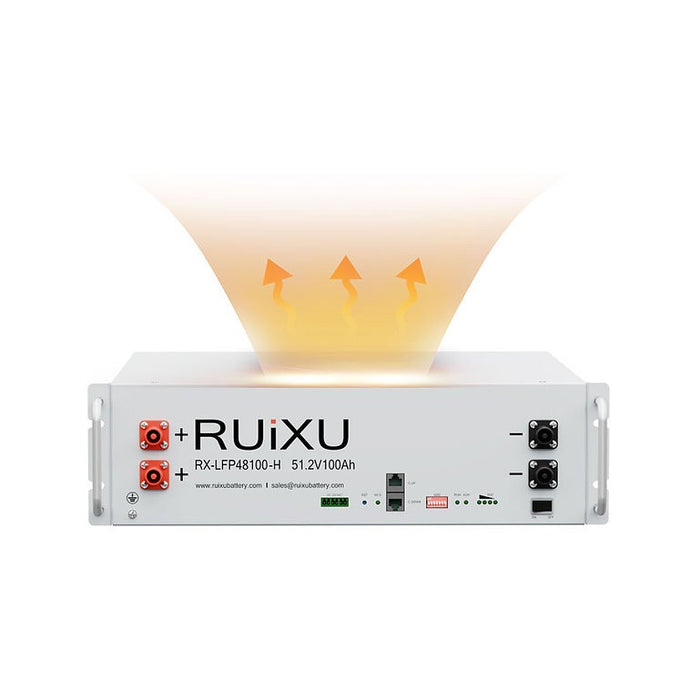 RUiXU RX-LFP48100-H | 100Ah Lithium Server Rack Battery | 19" Rack Mounted 3U Module | Self-heating | UL1973 | UL9540A |