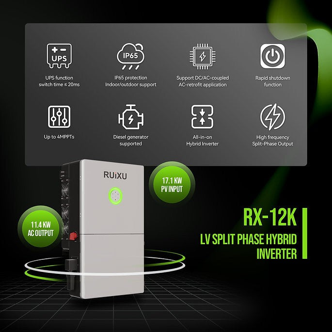 RUiXU 11.4kW Split Phase Hybrid Inverter | RX-12K | UL1741