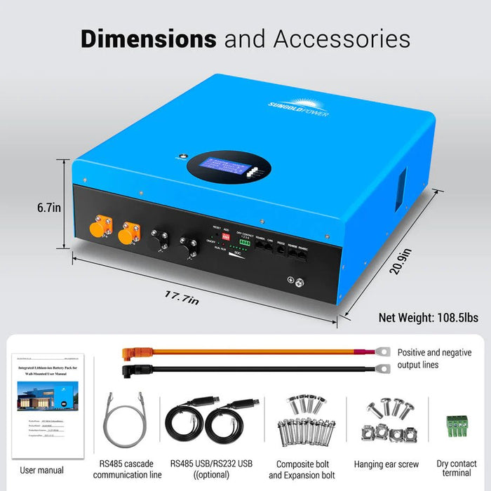 SunGold Power 5.12KWH Powerwall LifePo4 Lithium Battery