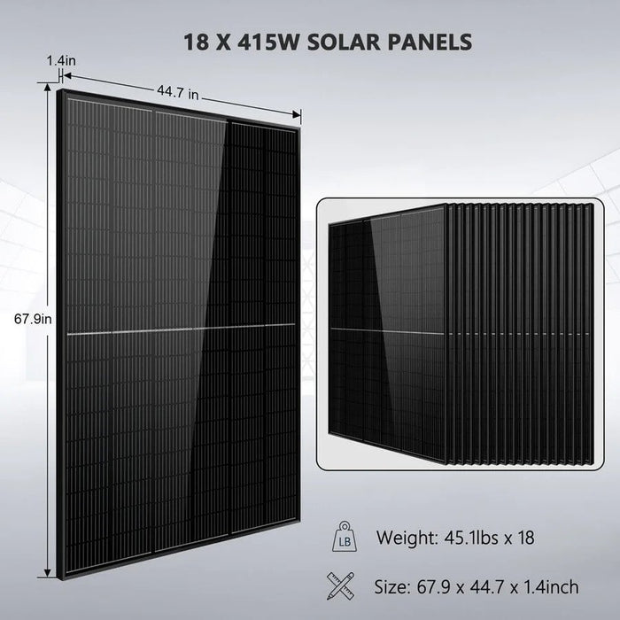 SunGold Power Off-grid Solar Kit 18000W 48VDC 120V/240V LifePo4 20.48KWH Lithium Battery 20 X 415 Watts Solar Panels