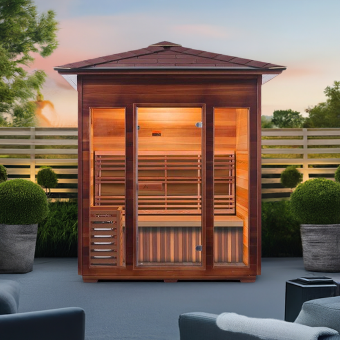 Enlighten SaunaTerra SunRise 4 Dry Traditional Outdoor Sauna | 4 Persons