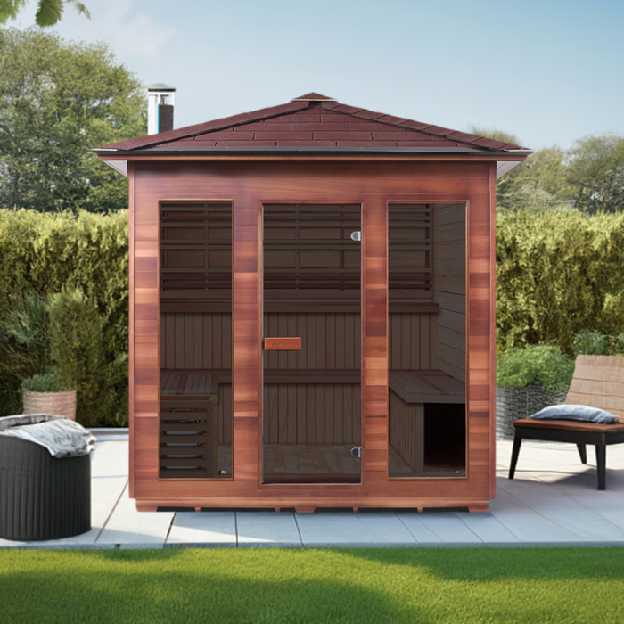 Enlighten SaunaTerra SunRise 8 Dry Traditional Outdoor Sauna | 8 Persons