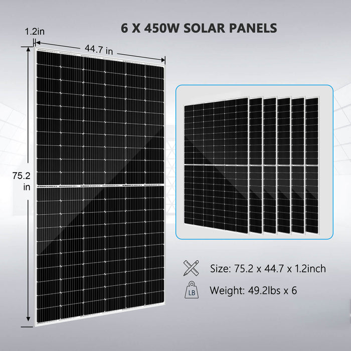 SunGold Power Complete Off Grid Solar Kit 6500W 48V 120V Output 10.24KWH Lithium Battery 2700 Watt Solar Panel