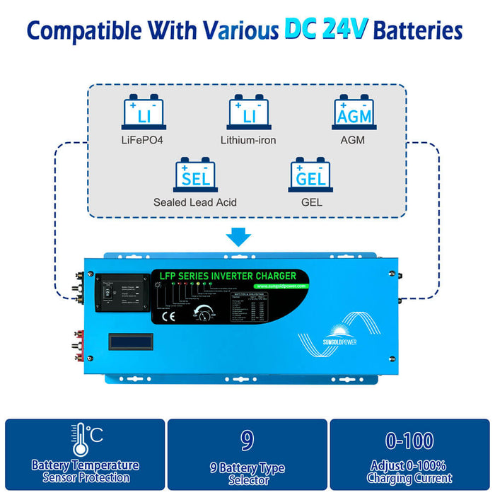 SunGold Power 3000W DC 24V Low Frequency Inverter