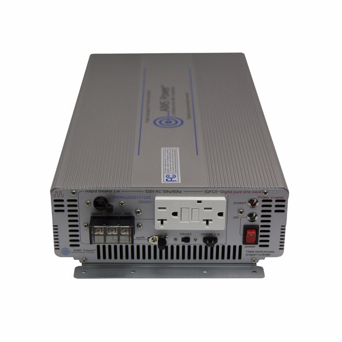 Aims Power 2000 Watt Pure Sine Power Inverter - Industrial Grade Left Side View